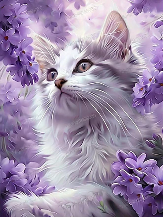 500 Piece Puzzles for Adults - Lavender Cat Wooden Jigsaw Puzzle for Adults Beginners, Unwind from Daily Life, for Family Bonding Activities