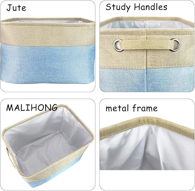 Custom Dog Cat Toy Storage Basket with Name Sturdy Foldable Collapsible Storage Bin with Handles for Organizing Pet Stuffs, Toys, Clothing,( Blue and White), 15" x 9.8" x 9"