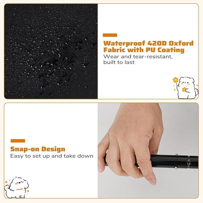 Giantex Outdoor Dog Shade Shelter Canopy, 4'x 4'x 3.2' Waterproof Pet Tent with PU Coating, Ground Stakes, Portable Sun & Rain Protection Canopy for Large Dogs Cats Outside, Black