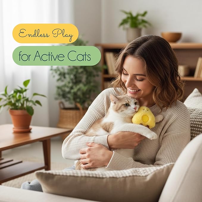 Oh My Cat! Interactive cat Toys – Automatic Electric self-Play Toy Pack Supplies for Bored Indoor Cats, Kittens, and Adult Pets; Moving Stimulation Games, Cute Catnip Ball, Funny Exercise Gift