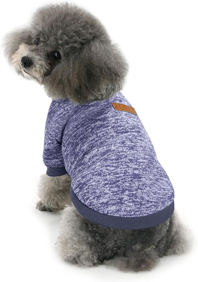 2 Pieces Pet Dog Classic Knitwear Sweater, Fleece Coat for Small,Medium Dogs,Warm Pet Dog Cat Clothes,Soft Puppy Customes for Chihuahua Yorkshire Tzu (Grey Navy,M)