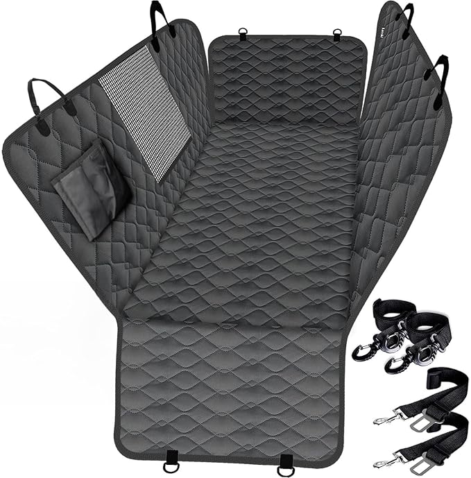 Lassie Truck Car Seat Covers, Waterproof Dog Hammock with 2 Seat Belts and Storage Bags, Protectors for F150 F250 Ram 1500 2500 Silverado Sierra Tundra