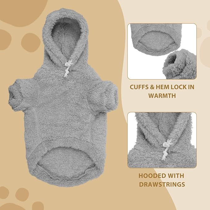Fuzzy Dog Sweaters for Large Dogs Pet Hoodie Clothes Warm Soft Pet Coats Hooded Sweatshirt Dog Sweaters for Extra Large Dogs(Grey-XL)