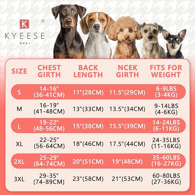 KYEESE Dog Hoodie Stretchy Dog Clothes Medium Size Dog Pets Coat with Drawstring Warm Pets Sweater Soft Dogs Winter Coat Pet Clothes with Leash Hole Comfort Pet Sweatshirt for Cold Weather
