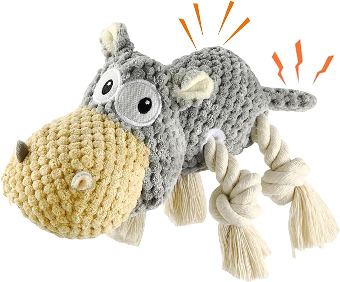 Dog Toys for Aggressive Chewers - Squeaky Dog Toys to Keep Them Busy for Large Dogs (Gray, Medium)