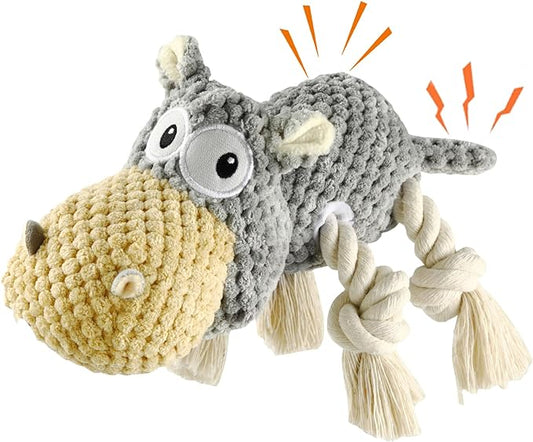 Dog Toys for Aggressive Chewers - Squeaky Dog Toys to Keep Them Busy for Large Dogs (Gray, Medium)