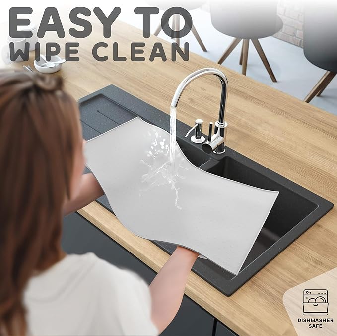 Dog Food Mat - 24x15 Raised Edges Dogs Mat for Food and Water Prevent Spill, Waterproof Cat Food Mats Protect Floors, Easy Clean Dog Bowl Mats for Food and Water, Silicone Pet Feeding Placemats Mist