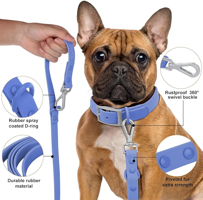 Wisedog Waterproof Dog Leash – 5ft/6ft Adjustable with 2 Hooks & Traffic Handle, Easy to Clean Double Clip Leash for Small, Medium, Large Dogs (Blue,L)