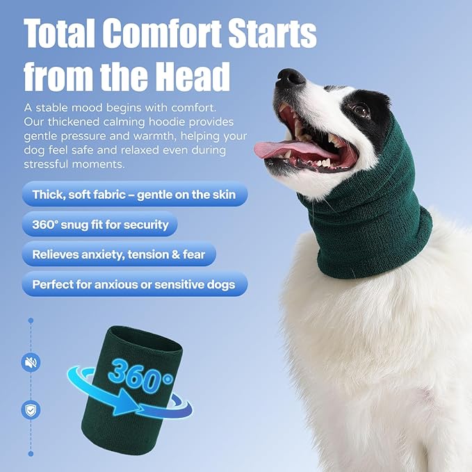 Dog & Cat Calming Band Cat Anxiety Relief Cover,Double Layer Thickened Pet Ears Elastic Neck Band Noise Cancelling Ear Muffs for Anxiety Relief/Noise Protection,Grooming,Thunder,Fireworks