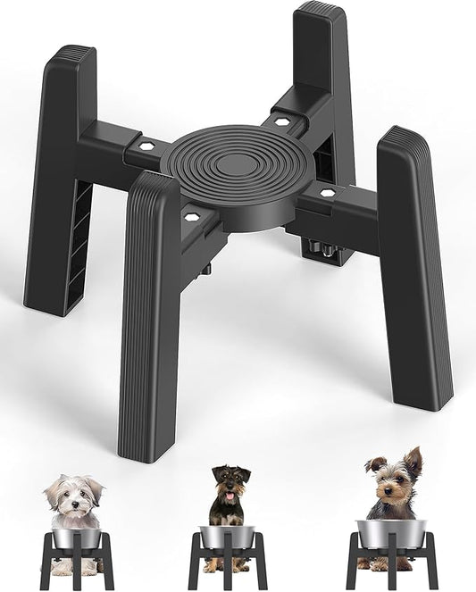 CZPET Dog Bowl Stand with Adjustable Width [Stand Only], Elevated Pet Water & Food Feeder for Medium Dogs, Stable and Anti-Slip Raised Bowl