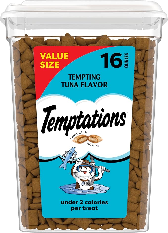 Temptations Classic Crunchy and Soft Cat Treats Tempting Tuna Flavor, 16 oz. Tub