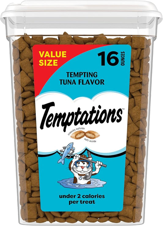 Temptations Classic Crunchy and Soft Cat Treats Tempting Tuna Flavor, 16 oz. Tub