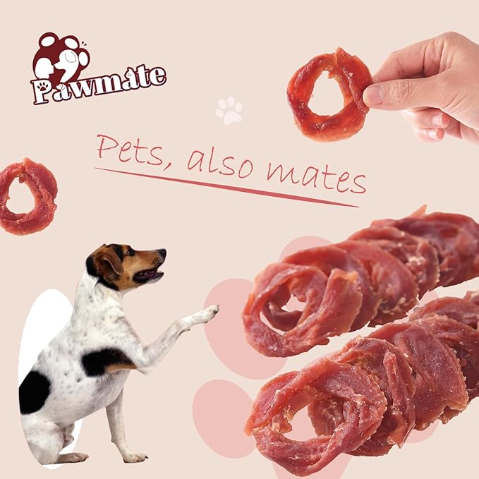 Dog Treats Duck Jerky Rings, Natural Duck Brest w/Glucosamine Chondroitin, Healthy Training Treats Snacks for Small Medium Large Dogs, 10.6 oz