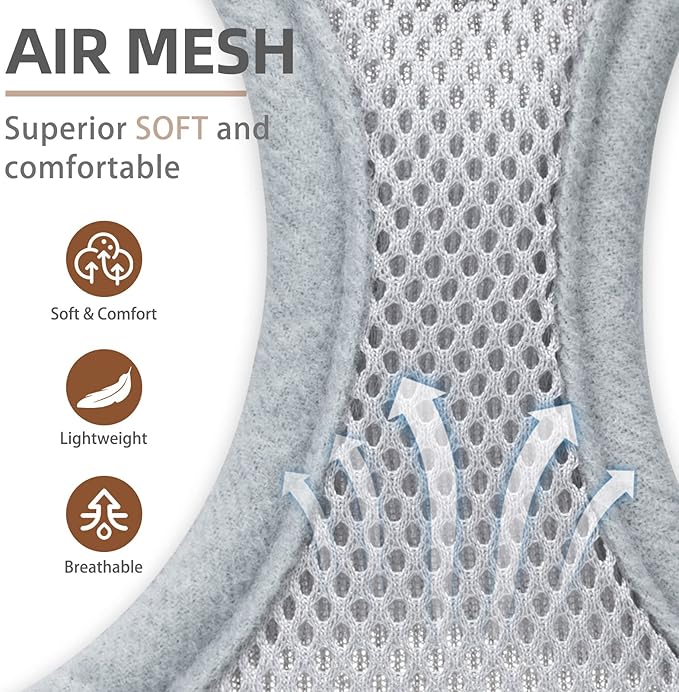 PUPTECK Adjustable Dog Harness Collar and Leash Set Step in No Pull Pet Harness for Small Medium Dogs Puppy and Cats Outdoor Walking Running, Soft Mesh Padded Reflective Vest Harnesses, Solid Grey XS