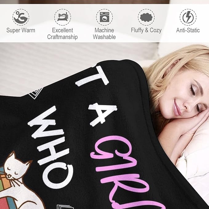 Cat Blanket Gifts - 60"x80" Cute Throw Blanket for Adults Kids - Black Soft Plush Throws for Bed, Couch & Travel