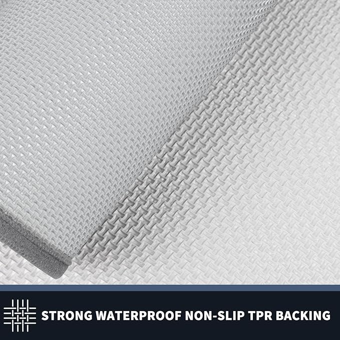 PURRUGS Dirt Trapping Door Mat 32" x 48", Non-Slip/Skid Machine Washable Entryway Rug, Shoes Scraper, Throw Rug, Super Absorbent Area Rug for Muddy Wet Shoes and Paws, Light Grey & Grey