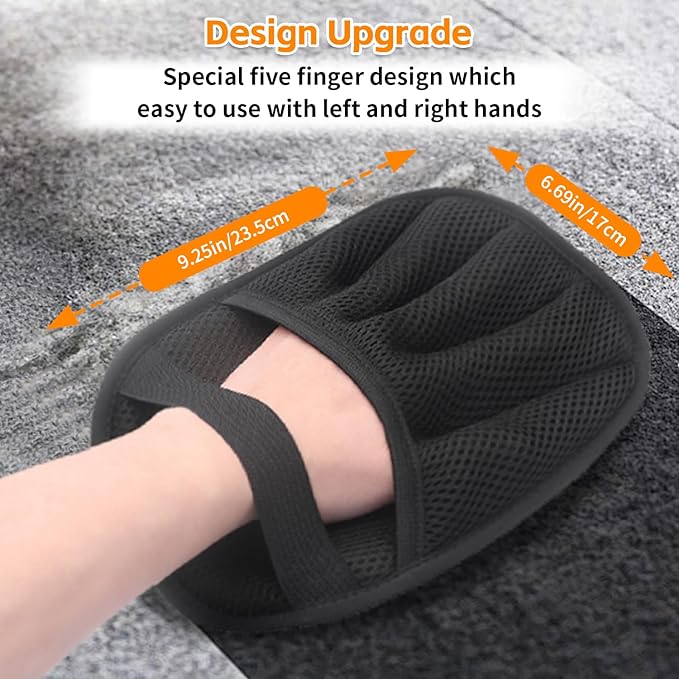 2025 Newly Upgraded Five-Finger Electrostatic Pet Hair Remover Glove for Cats & Dogs Reusable Pet Hair Remover Tool for Clothing, Couch, Carpet, Furniture, Car Seat 3