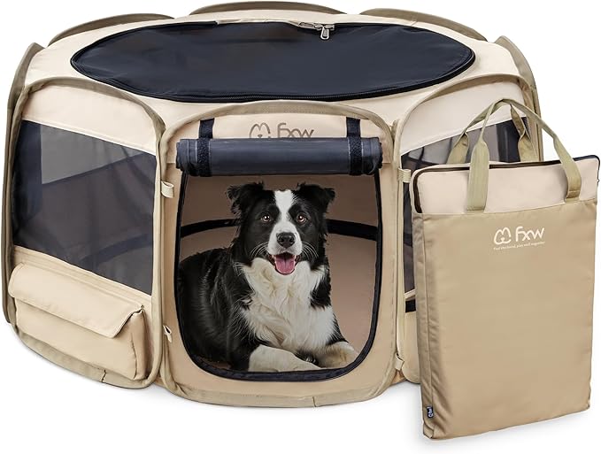 FXW Gotent Unleashed Dog Playpen Designed for Indoor/Outdoor/Travel Use, Suitable for Puppy and Small Dogs, Portable & Foldable, 45 inch│Patent Pending