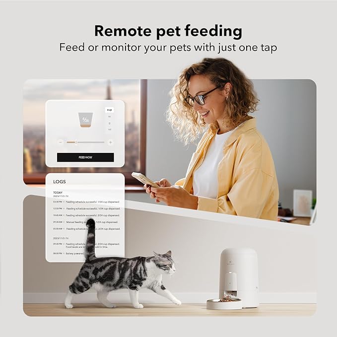PETLIBRO Automatic Cat Feeder, WiFi Automatic Cat Food Dispenser Rechargeable Battery-Operated with 30-Day Life, AIR Pet Feeder for Cat & Dog, Timed Cat Feeder 1-6 Meals Control, 2L Auto Cat Feeder