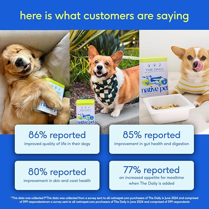 Native Pet Dog Vitamins & Supplements - 11-in-1 Vitamin Powder for Dog Food Topper - Collagen, Glucosamine, Probiotics, Omega & More- Supports Healthy Gut, Mobility & Overall Health - 30 Scoops