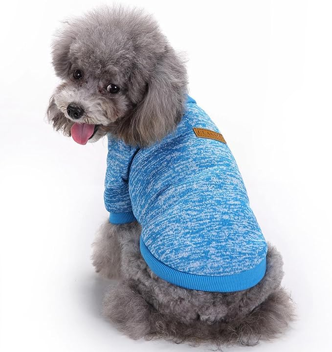 2 Pieces Pet Dog Classic Knitwear Sweater, Fleece Coat for Small,Medium Dogs,Warm Pet Dog Cat Clothes,Soft Puppy Customes for Chihuahua Yorkshire Tzu (Blue Dark Navy,L)