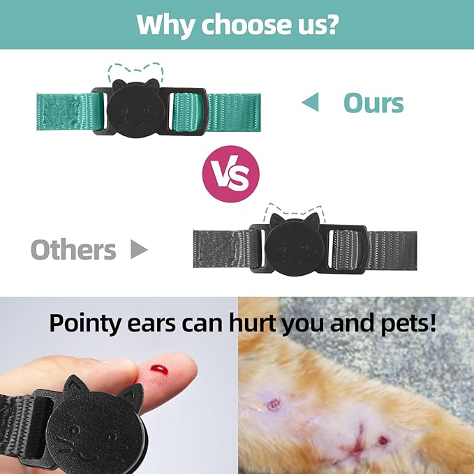 Personalized Cat Collar with Airtag Holder, Custom Embroidered with Name, Nylon ID Collar for Cat with Breakaway Safety Release Buckle and Bell