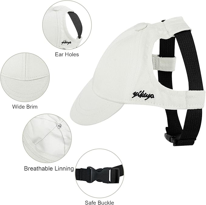 Dog Baseball Cap Dog Visor Hats Pet Sun Protection Hats Outdoor Sports Hats with Ear Holes Pet Baseball Hats with Adjustable Strap for Small Dogs Sun Protection Visor Hat