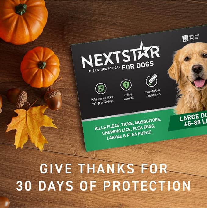 NEXTSTAR Flea and Tick Prevention for Dogs, Repellent & Control, Fast Acting Waterproof Topical Drops, Flea and Tick Prevention for Large Dogs, 1 Monthly Dose