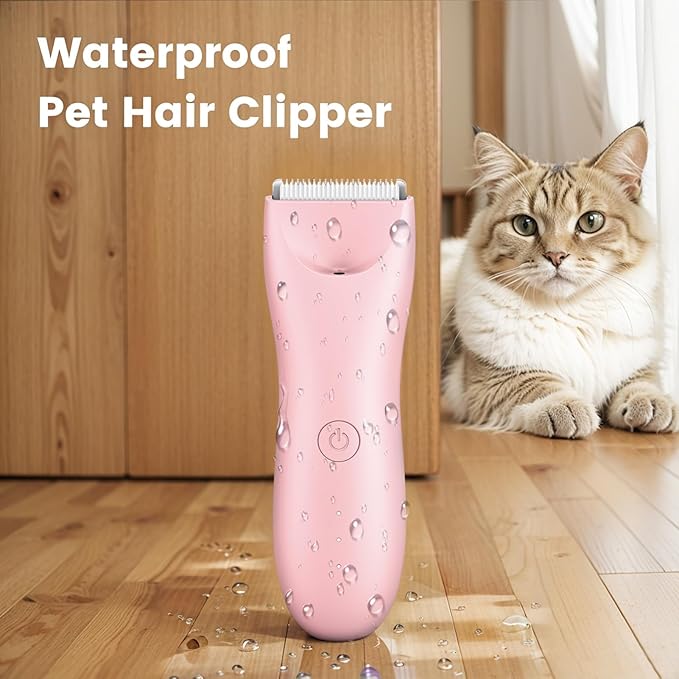 Handy Dog Cat Clippers - Professional Cordless Grooming Tools - Low Noise Pet Hair Trimmer Kit, TS032, Pink