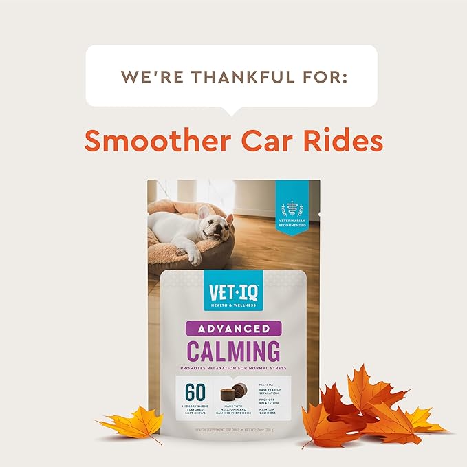 VetIQ Advanced Calming Support Supplement for Dogs, Dog Calming Chews - Anxiety Relief Treats Stress and Promote Relaxation, Made in The USA, 60 Count