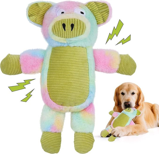 Dog Toys Plush, Squeaky Stuffed Dog Toy, Rainbow Pig Dog Toys for Small Medium Breeds, Soft Dog Plush Toy, Puppy Teething Dog Toy, Interactive Dogs Toy for Indoor Dogs(Green)