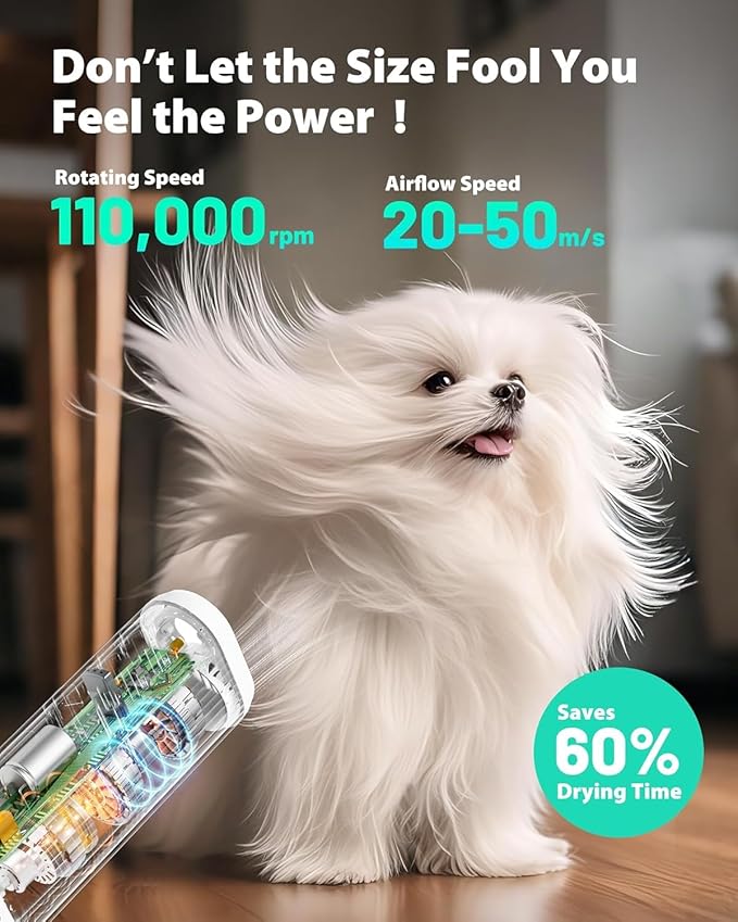 L&W BROS. 2-in-1 Pet Hair Dryer with Clamp Stand – Wearable & Hands Free Dog Grooming Dryer, 950W Low Noise Blower with 5 Heat & 3 Speed Settings, for Small to Medium Pets (White)