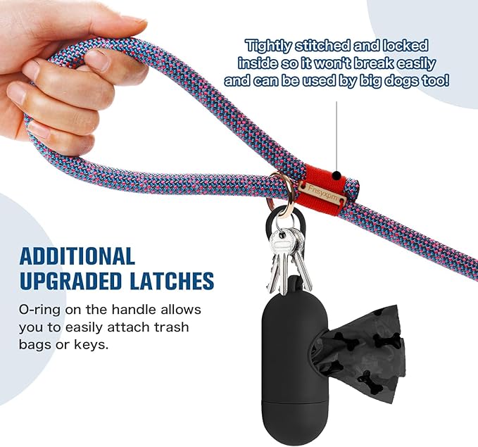 Nylon Rope Dog Leash Reflective, Handmade Braided Strong Dog Lead, Heavy Duty Rope Leash for Medium Large Dogs (5 FT - 3/5" Purple)