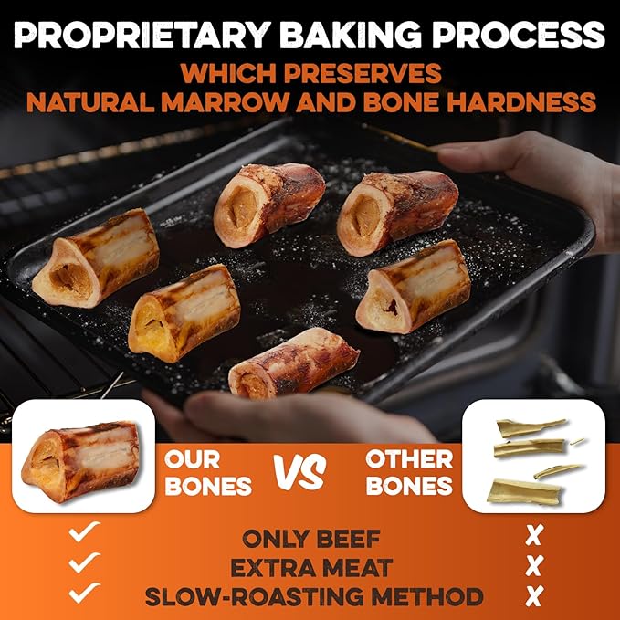 BRUTUS & BARNABY Marrow Bones for Dogs – 100% USA-Sourced Beef Bones – Long-Lasting, All-Natural Dog Chews – High Protein, Supports Dental Health, (12-pk) – Made in The USA