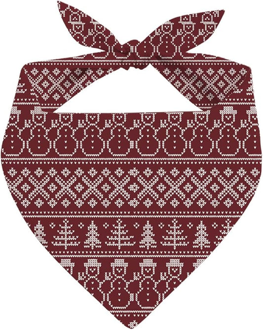 Dog Bandanas, Christmas Dog Bandanas, Pixel Snowman Christmas Pet Bandana, Holiday Bandana for Small Medium Dogs, Pet Triangle Scarf