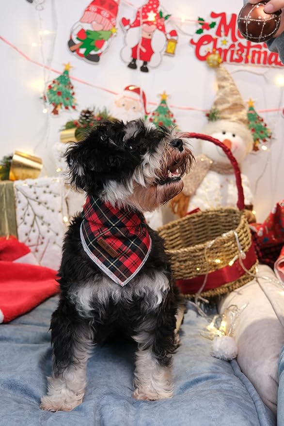 Lionet Paws Christmas Dog Bandana Washable Cotton Handkerchief Scarf Triangle Bandana for Small Medium Large Dogs Girl Boy