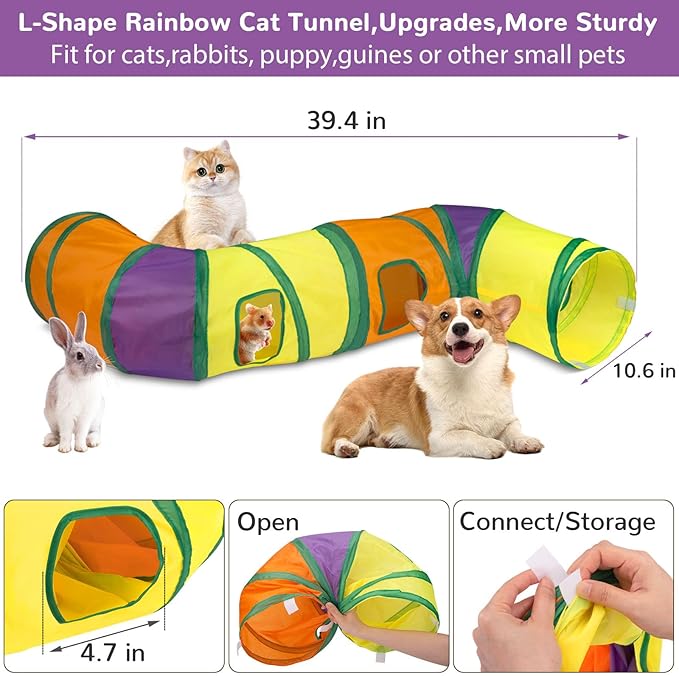 Retro Shaw 33Pack Cat Toys, Cat Tunnels Toy for Indoor Cats Kitten Kitty, Interactive Large Cat Tube Tent Feather Wand Teaser Bell Fuzzy Ball Springs Mouse Pet Set