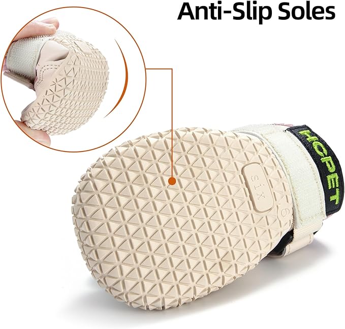 Hcpet Dog Boots for Large Dogs, Dog Shoes for Hot Pavement Winter Snow, Paw Protector Dog Booties Designed for Comfort and Breathability, Outdoor Booties for Small Medium Dogs for Hiking Pink Size 3