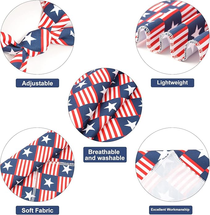 E-Clover 4th of July Dog Bandanas & Matching Scrunchie Set American Flag Dog Scarf Washable Patriotic Pet Bandana Kerchief Bibs for Medium Large Dogs Owner Gifts
