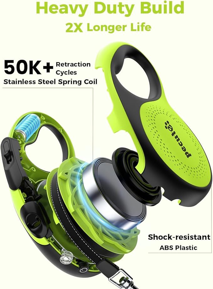 Retractable Dog Leash with Flashlight, 26ft Heavy Duty Retractable Pet Leash with Light, One-Button Control, Anti-Twist Protection, Reflective Leashes for Medium Large Pets Dogs Up to 110 lbs