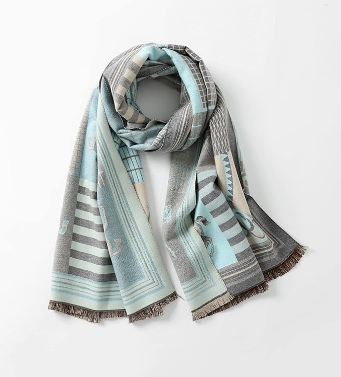 Jeelow Womens Pashmina Shawl Wrap Scarf - Elegant Dressy Evening Poncho Cape for Formal and Wedding Outfits