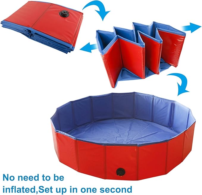 Artilife Foldable Dog Bath Pool - Portable Whelping Box for Puppies (32" Dia.x12" H(80x30cm))