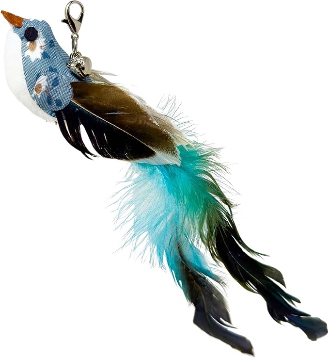 Whiskertons Interactive Bird Simulation Cat Toy Set, Interactive Cat Toys for Indoor Cats, Cat Feather Toy, Self-Holding Suction Base, 5 Replacement Birds, Feathers & Bells (5 Replacement Birds)