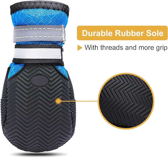 Dimicoo Breathable Dog Boots for Medium Large Dogs,Non-Slip Dog Shoes for Winter Snow and Summer Hot Pavement,Lightweight Paw Protector Dog Booties for Outdoor Walking Indoor Hardwood Floors