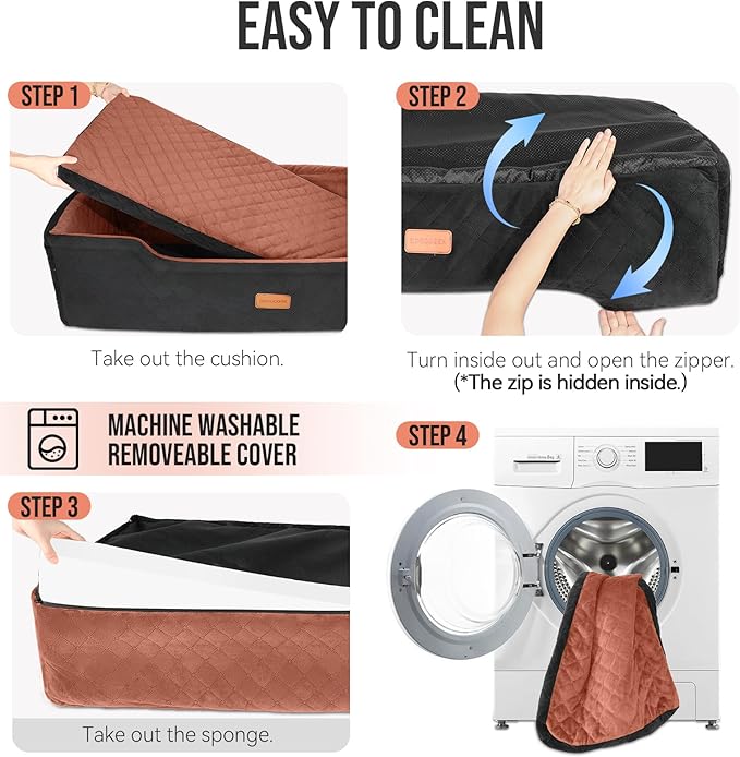 Large Dog Car Seat Under 100 lbs, Washable Dog Car Bed for 2 Medium Dogs, Detachable Pet Booster Seat with Storage Pocket and Seat Belt for Back Seat Dog Travel Bed