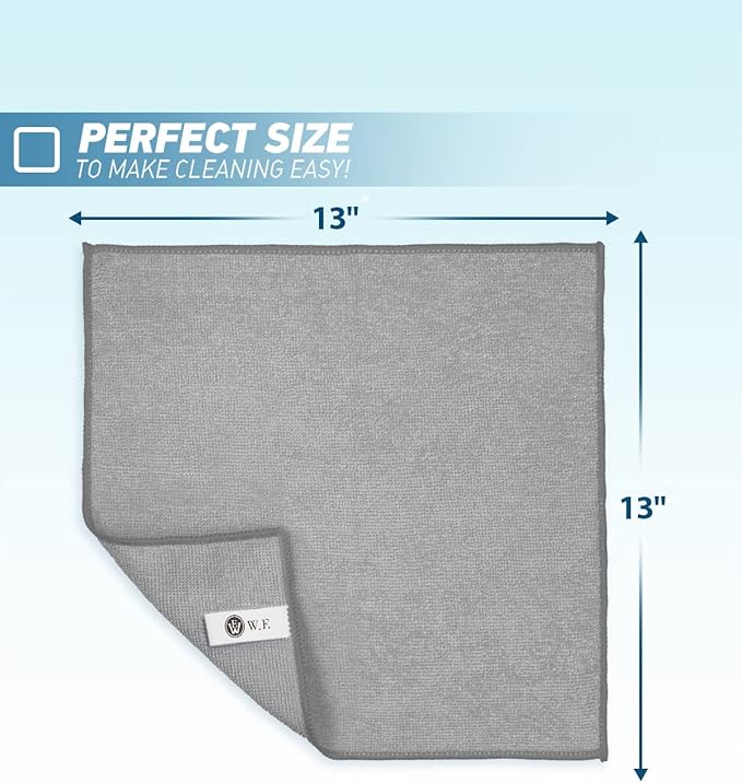 Microfiber Cleaning Cloth Grey-24Pcs (13x13 inch) 2100 Series Ultra Soft Highly Absorbent Rags for Cleaning, Reusable and Lint Free Cleaning Towels for Housekeeping-Machine Wash (Gray)