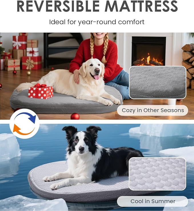 Orthopedic Dog Bed for Large Dogs, Pet Sofa Bed with Egg Crate Foam, 4-Sided Bolster, Removable Washable Cover & Anti-Slip Bottom, X-Large Dark Gray