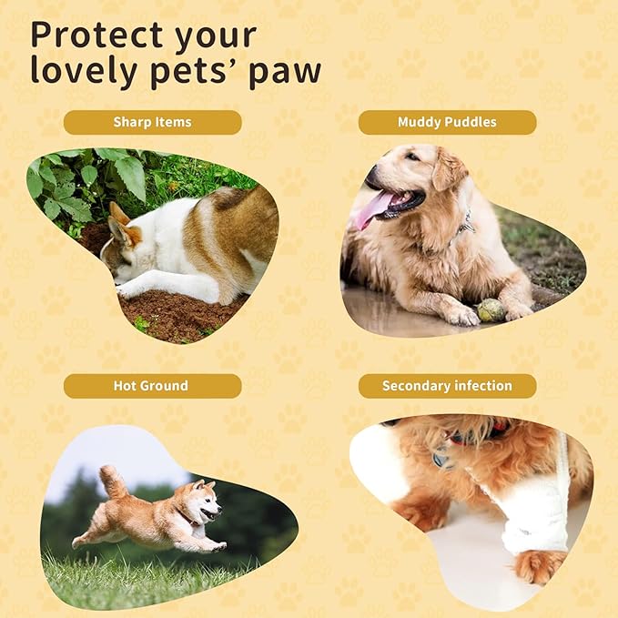 Disposable Dog Booties for Dog Cats, Pet Booties Waterproof and Breathable with Adjustable Bandage,Unstoppable Paw Protectors for Dogs Cats, 20 Counts(S)