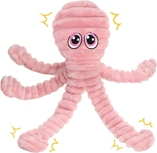 Prime Pets Squeaky Dog Toys for Large Dogs, 27” Extra Large Plush Octopus Dog Toy to Keep Them Busy, Interactive Chew Toy for Small Medium Large Dogs, Tug of War Pet Toy, Pink