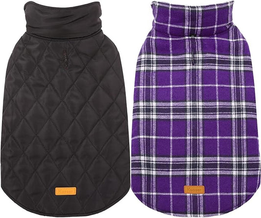 Kuoser Warm Dog Coat, Waterproof Dog Jacket for Extra Large Dogs, Adjustable Durable XL Doggie Winter Coat Reversible Cozy Puppy Cold Weather Apparel from Small to Large Breed, Purple XL